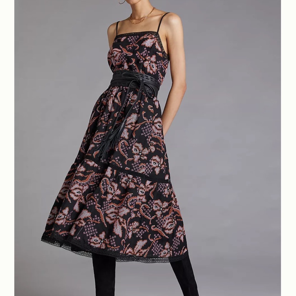 Anthropologie Embroidered Maxi Dress